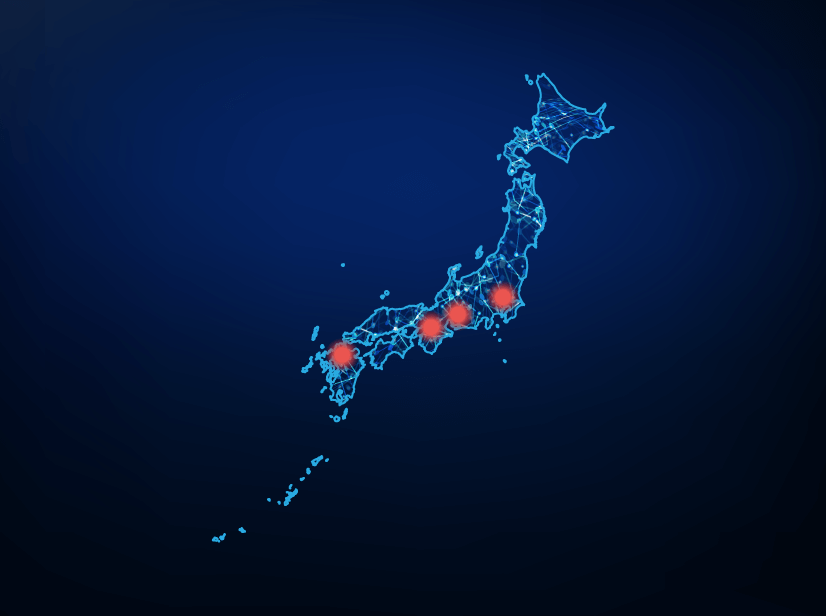 東京・大阪・名古屋・福岡の主要4都市展開の画像